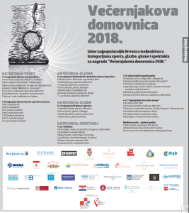 Večernji list objavio imena kandidata koji su ušli u uži krug izbora za nagradu Večernjakova domovnica uzi izbor nominiranih domovnica 2018