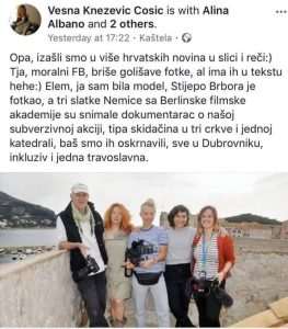 Skandal iz Dubrovnika: "umjetničke fotografije" snimili u crkvi - bi li to učinili i u džamiji Vesna Knežević Ćosić se na svom Facebook profilu pohvalila kako su tima skidačina u tri crkve i jednoj katedrali, baš smo ij oskrnavili, sve u Dubrovniku, inkluziv i jedna travoslavna
