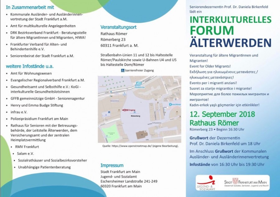 Danas u Frankfurtu: Interkulturalni forum starenja - sve o vrstama pomoći na koje imaju pravo starije osobe flyer frankfurt1 forum