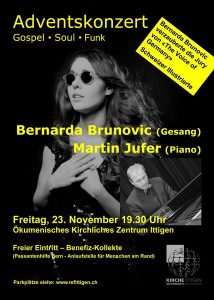 Adventski koncert u petak u Švicarskoj s Bernardom Brunović bernarda adventski koncert