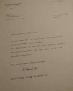 U Frankfurtu u 86. godini umro Johann Georg Reißmüller, dugogodišnji urednik FAZ-a i veliki prijatelj Hrvatske Rullmanovo pismo Ivanu Lozi / Foto:Screenshot I. Lozo