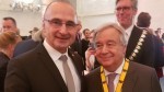Hrvatski veleposlanik dr Grlić Radman na dodjeli Karlove nagrade 2019. u Aachenu - nagrada uručena Antóniu Guterresu Glavnom tajniku UN-a Antóniu Guterresu na Karlovoj nagradi je čestitao hrvatski veleposlanik dr. Gordan Grlić Radman / Foto: Fenix