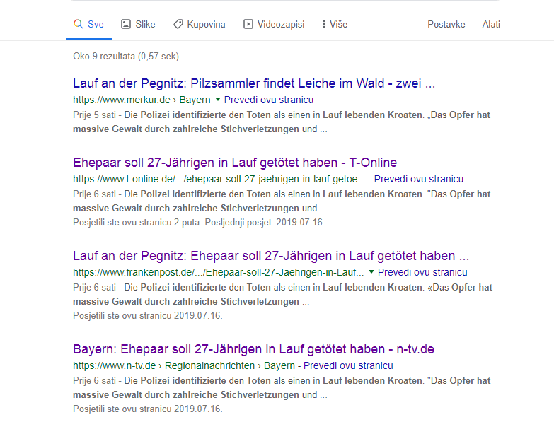 BAVARSKA: Objavljena slika ubijenog 27-godišnjeg Hrvata Kristiana B. u Lauf an der Pegnitzu, njemački bračni par osumnjičen za ubojstvo hrvat - google, mediji