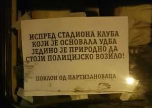Poruka Partizanovaca Zvezdašima / Foto: Facebook Partizanovi navijači