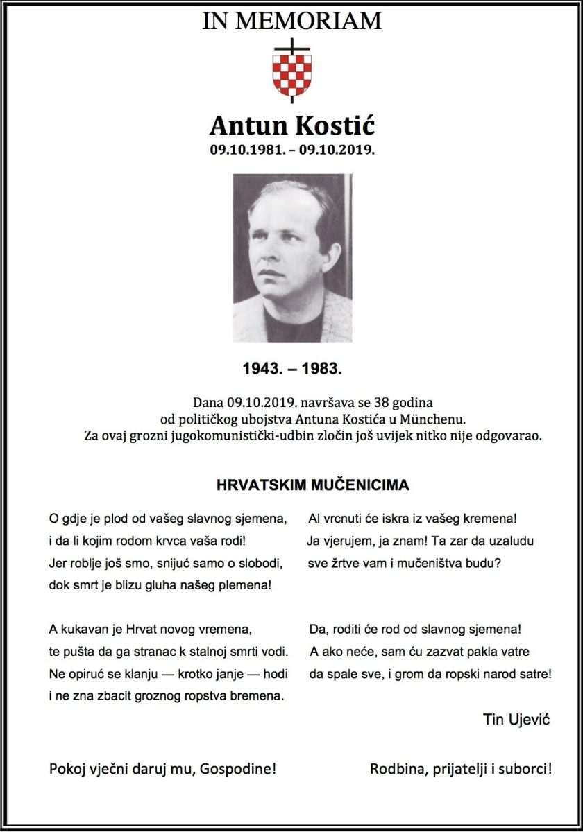 IN MEMORIAM Antun Kostić-2019
