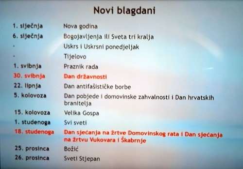 PREDSTAVLJEN NOVI KALENDAR BLAGDANA I SPOMENDANA U HRVATSKOJ: Najveća promjena odnosi se na 18. studenoga Foto:Hina
