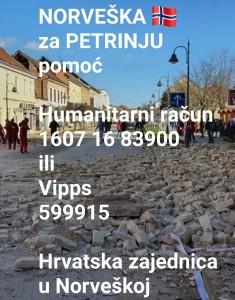 NORVEŠKA ZA PETRINJU: Prikupljanje pomoći potresom stradalim područjima pokrenuto i u Norveškoj Foto: HSK