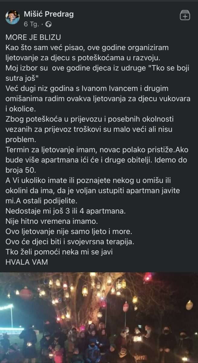 MORE JE BLIZU: Vukovarski branitelj Predrag Peđa Mišić vodi na ljetovanje vukovarsku djecu s poteškoćama u razvoju MORE JE BLIZU: Vukovarski branitelj Predrag Peđa Mišić vodi na ljetovanje vukovarsku djecu s poteškoćama u razvoju