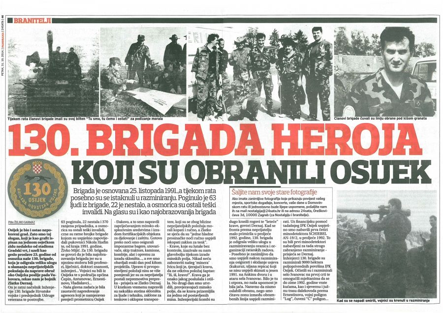 (FOTO) PRIČA O 130. BRIGADI HV: Herojska brigada koja je zaustavila velikosrpsku agresiju na Osijek
