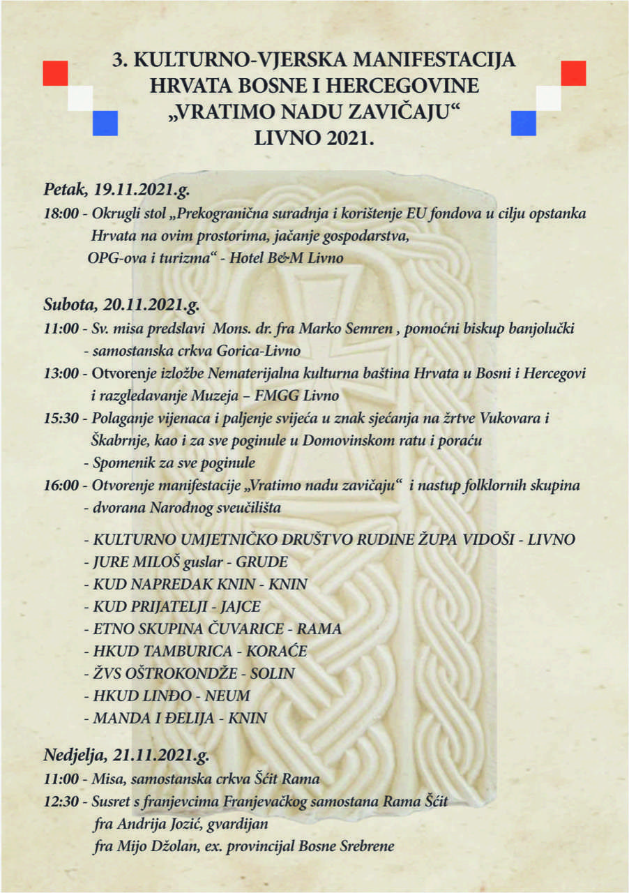 LIVNO: Kulturno-vjerska manifestacija Hrvata u BiH 'Vratimo nadu zavičaju'