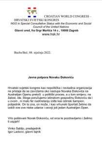 PODRŠKA HSK NA GLOBALNOJ RAZINI NOVAKU ĐOKOVIĆU: Neka iz ovog nadmetanja iziđe kao istinski pobjednik