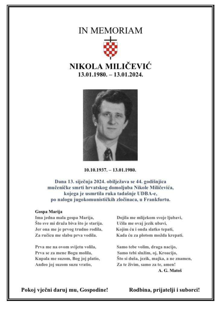 IN MEMORIAM: Prije 44 godine u Frankfurtu je ubijen Nikola Miličević - Beban
