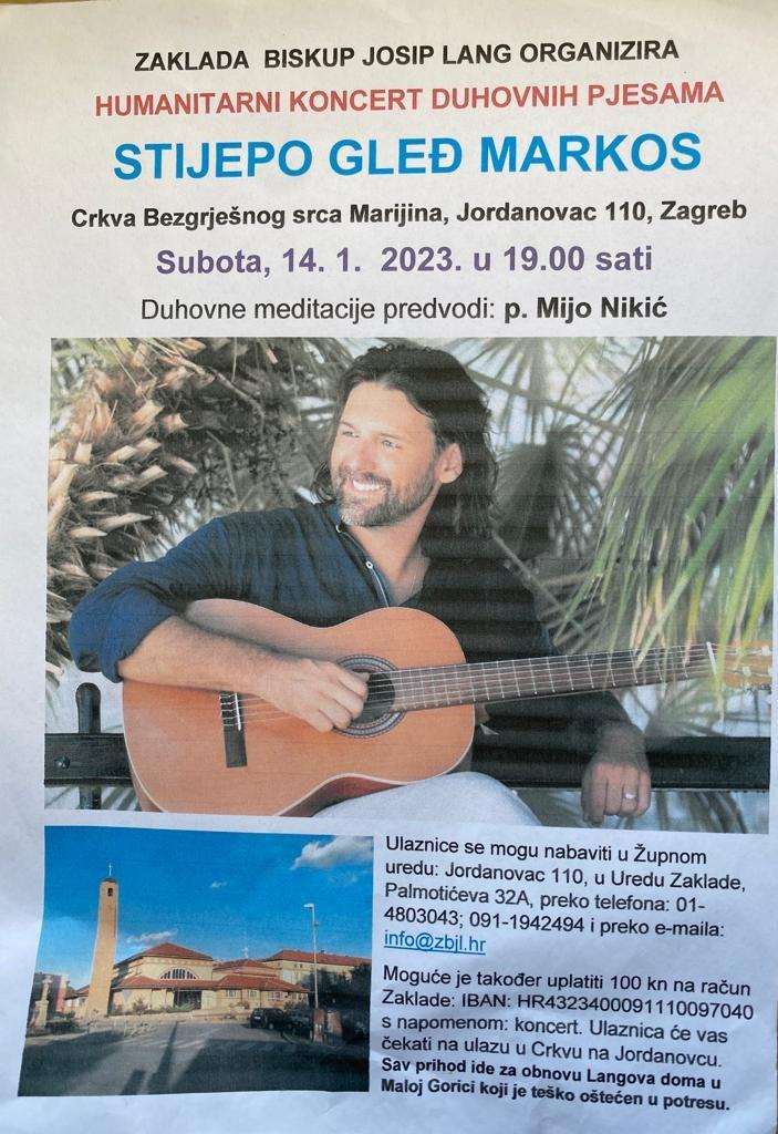 STIJEPO GLEĐ MARKOS: Humanitarni koncert duhovnih pjesama u Zagrebu STIJEPO GLEĐ MARKOS: Humanitarni koncert duhovnih pjesama u Zagrebu