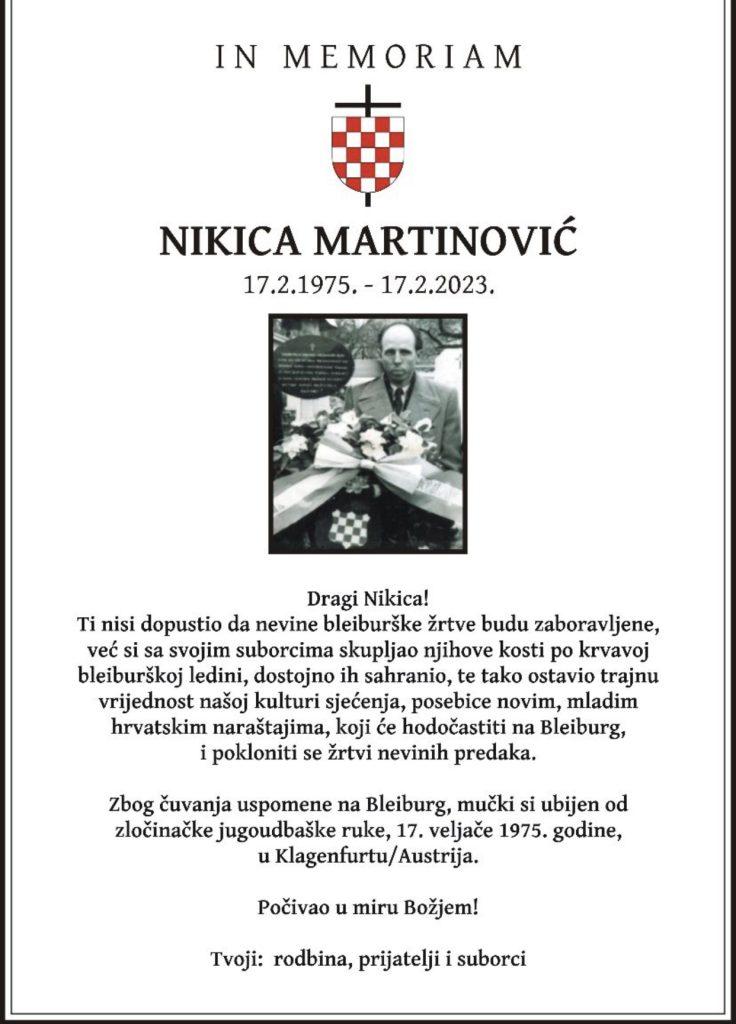 IN MEMORIAM: Godišnjica Udbina ubojstva Nikice Martinovića za koje nitko nije odgovarao IN MEMORIAM: Godišnjica Udbina ubojstva Nikice Martinovića za koje nitko nije odgovarao