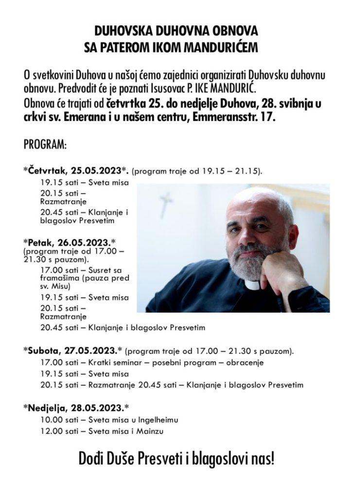 HKZ MAINZ: Poziv na duhovnu obnovu koju će predvoditi pater Ivan Ike Mandurić