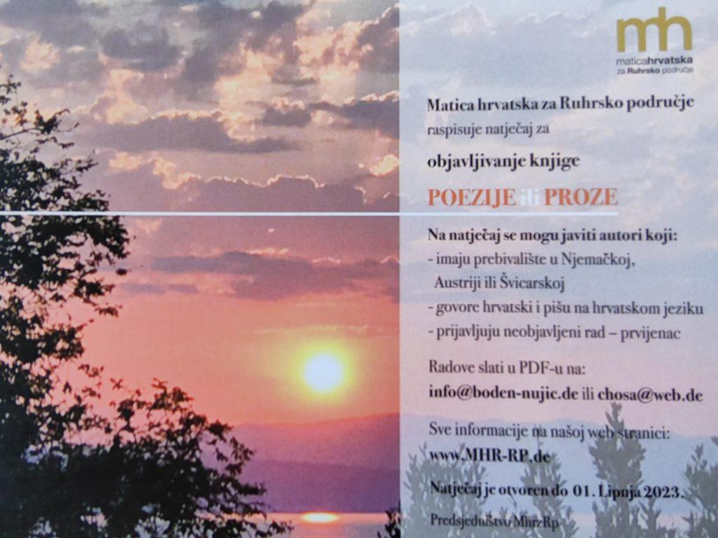 POZIV HRVATIMA U NJEMAČKOJ, AUSTRIJI I ŠVICARSKOJ: Iskoristite svoju priliku do 1. lipnja i prijavite se na natječaj za objavljivanje proze ili poezije