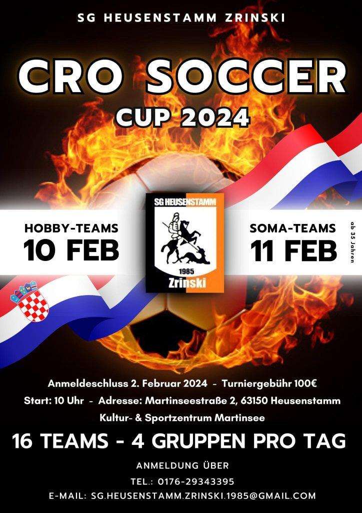CRO SOCCER CUP 2024.: Danas počinje dvodnevni turnir Zrinskog u Heusenstammu CRO SOCCER CUP 2024.: Danas počinje dvodnevni turnir Zrinskog u Heusenstammu