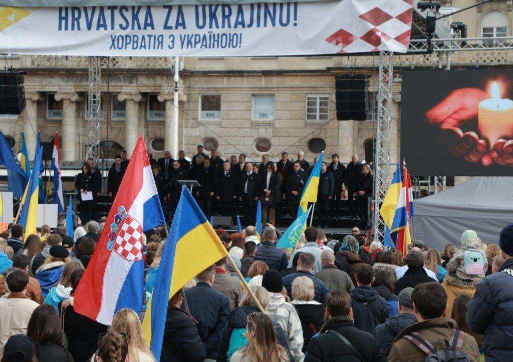 "HRVATSKA ZA UKRAJINU": S proukrajinskog skupa u Zagrebu poručeno kako Ukrajina brani slobodu zapada