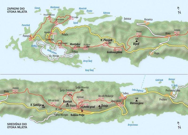 RAZGLEDNICA S MLJETA: Zahladilo je, idemo planinarit i propješačit 43 km dugu stazu s fantastičnim vidicima! Karta Mljet / Foto: TZ Dubrovnik