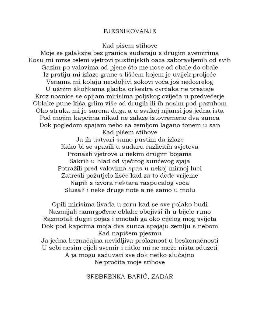 DOMOVINA I ISELJENIŠTVO: Posjetitelji Kneževe palače u Zadru odabrali četiri pjesme koje su im se najviše svidjele Srebrenka Barić