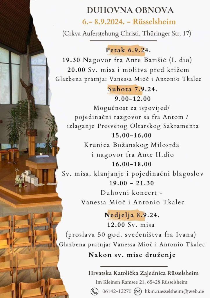 HKZ RÜSSELSHEIM: Duhovna obnova i hodočašće u Maria Einsiedel - objavljeno je od kojeg do kojeg datuma HKZ RÜSSELSHEIM: Duhovna obnova i hodočašće u Maria Einsiedel - objavljeno je od kojeg do kojeg datuma