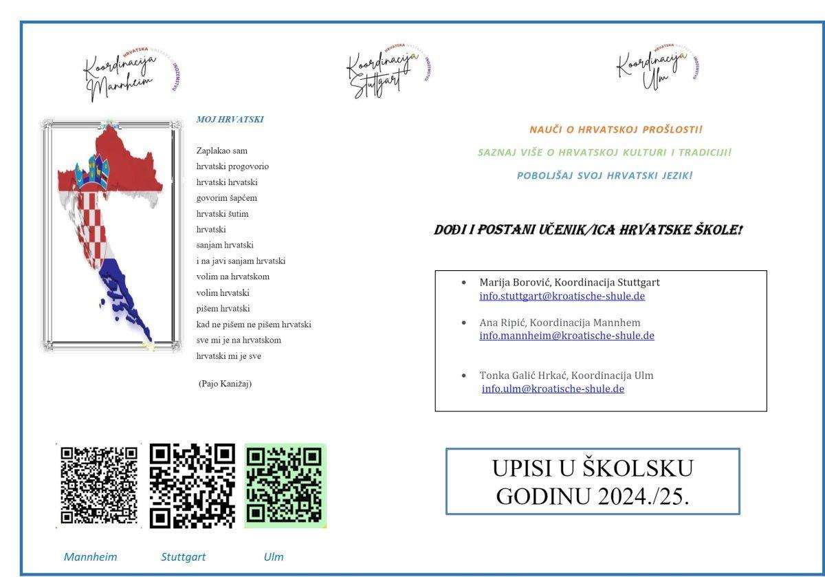 POZIV RODITELJIMA: Otvoreni su upisi na hrvatsku nastavu u Baden-Württembergu POZIV RODITELJIMA: Otvoreni su upisi na hrvatsku nastavu u Baden-Württembergu