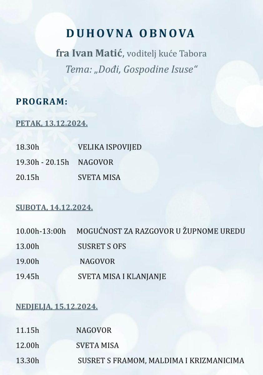 DUHOVNA OBNOVA U HKŽ WIESBADEN: Fra Ivan Matić, voditelj Kuće susreta Tabor u Samoboru stiže Hrvatima u glavni grad Hessena DUHOVNA OBNOVA U HKŽ WIESBADEN: Fra Ivan Matić, voditelj Kuće susreta Tabor u Samoboru stiže Hrvatima u glavni grad Hessena