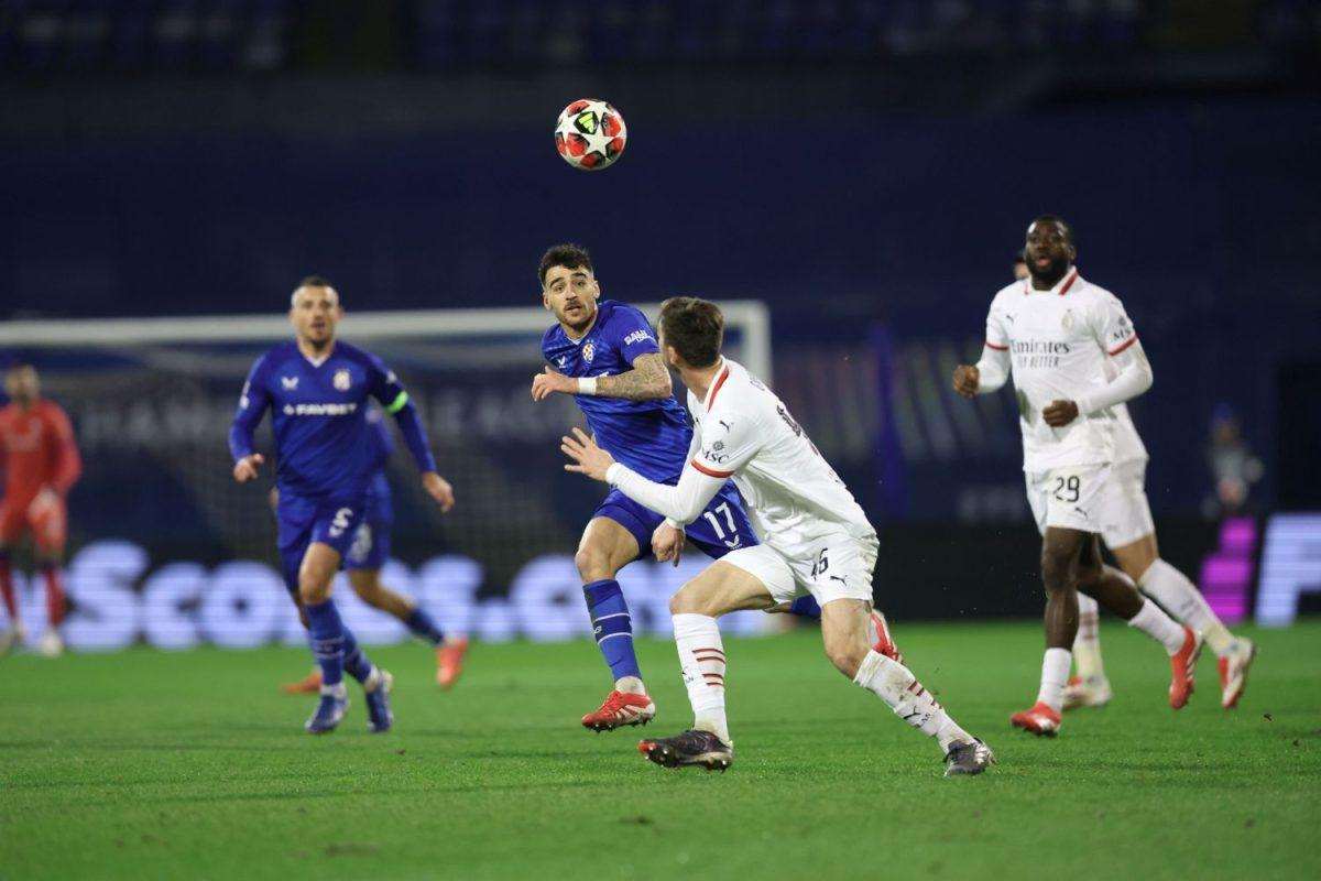 SLAVLJE I TUGA U MAKSIMIRU: Unatoč 2:1 pobjedi nad Milanom, Dinamo ispao iz Lige prvaka Sandro Kulenović i Matteo Gabbia u duelu / Foto: Hina