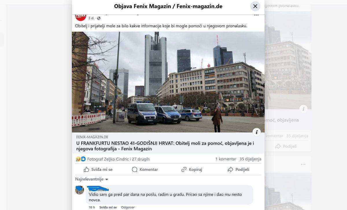 NEOBIČAN STATUS NA FACEBOOKU: Viđen 41-godišnji Hrvat koji je nestao u Frankfurtu, oglasila se i sestra