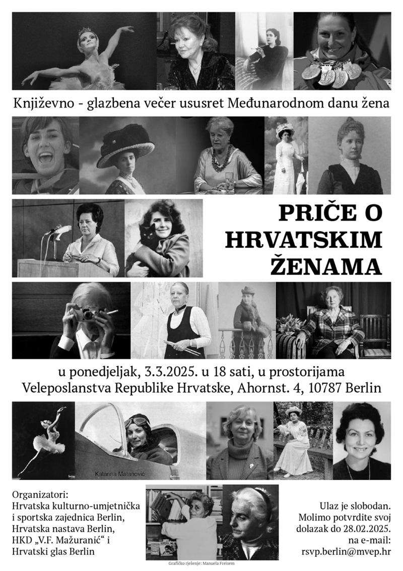 PRIČE O HRVATSKIM ŽENAMA: Književno-glazbena večer ususret Međunarodnom danu žena Priče o hrvatskim ženama / Foto: Manuela Freisem