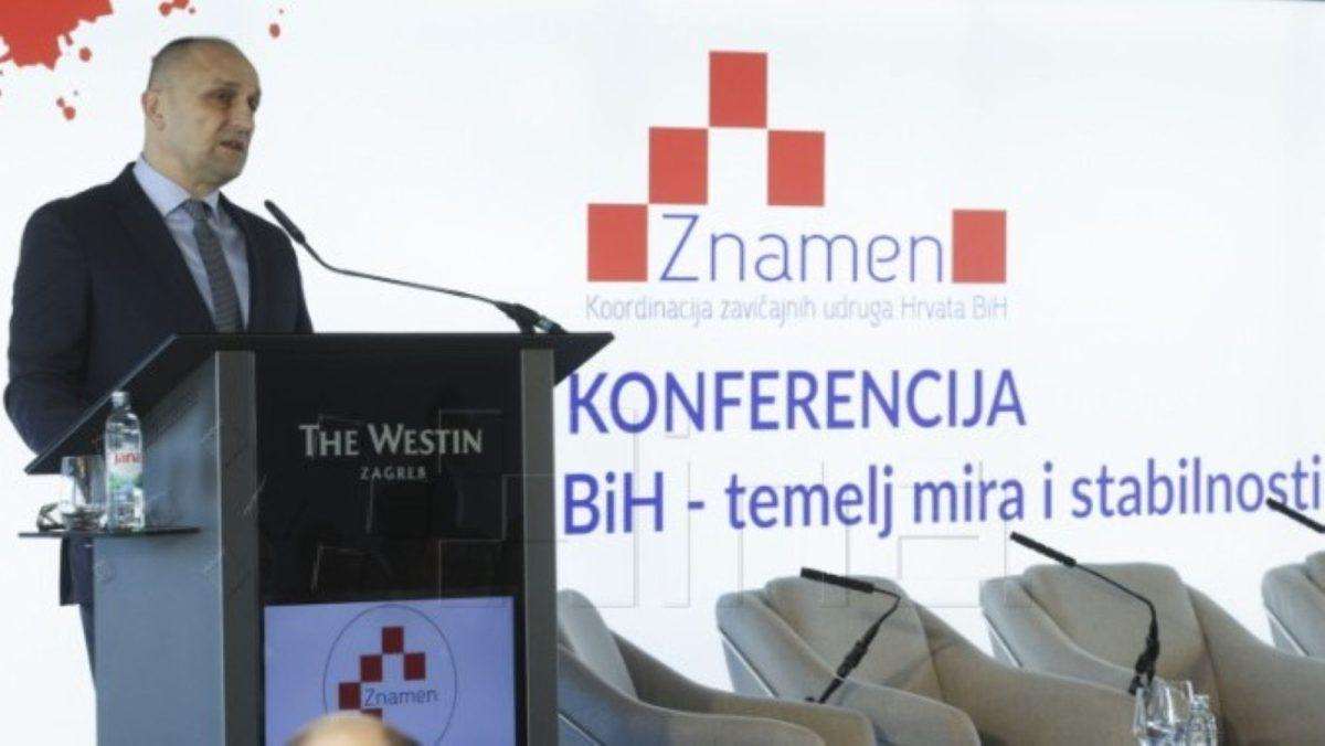 ZAGREB: Na konferenciji ZNAMEN-a Ivan Anušić izjavio "da nije međunarodne zajednice, sukob u BiH bi već eskalirao" Ministar obrane Ivan Anušić na konferenciji "Sigurnost u BiH - temelj mira i sigurnosti" / Foto: Hina