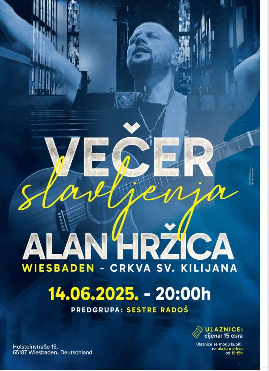 U SUBOTU, 14. LIPNJA: Alan Hržica stiže u Wiesbaden, očekuje se nezaboravno glazbeno-duhovno iskustvo U SUBOTU, 14. LIPNJA: Alan Hržica stiže u Wiesbaden, očekuje se nezaboravno glazbeno-duhovno iskustvo