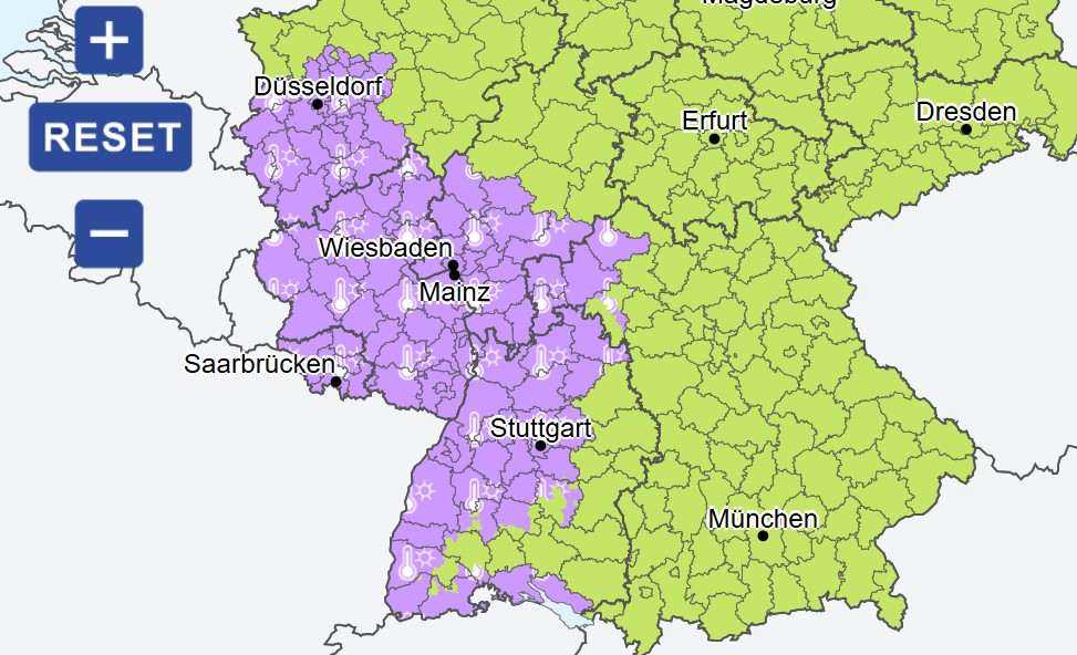 Karta s vremenskim upozorenjem/ Foto: DWD/ Preslik