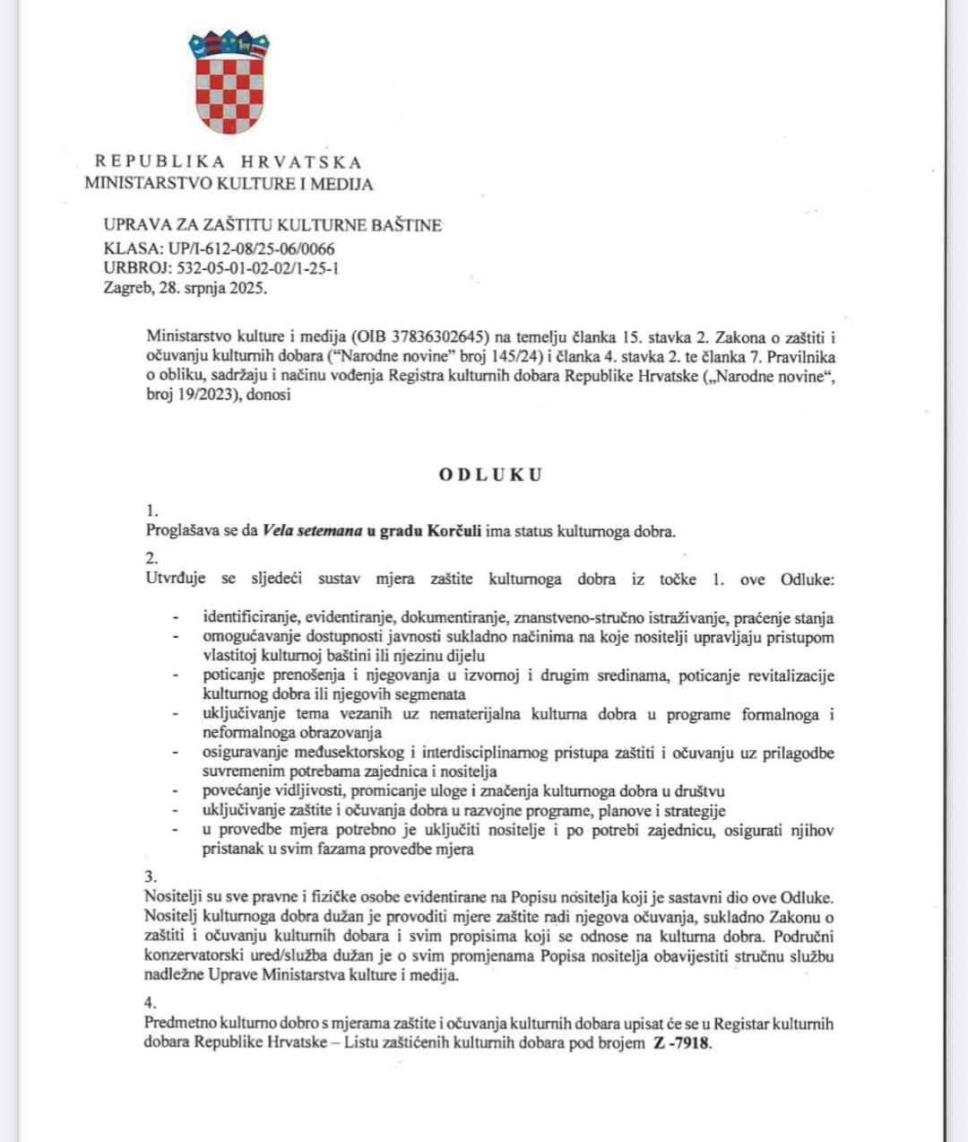 VIŠESTOLJETNA TRADICIJA: Korčulanska Vela setemana upisana u Registar nematerijalne kulturne baštine Republike Hrvatske VIŠESTOLJETNA TRADICIJA: Korčulanska Vela setemana upisana u Registar nematerijalne kulturne baštine Republike Hrvatske