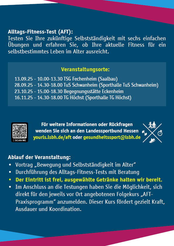 VIER VERANSTALTUNGEN IM HERBST IN FRANKFURT: Ältere Menschen für aktiven Lebensstil begeistern VIER VERANSTALTUNGEN IM HERBST IN FRANKFURT: Ältere Menschen für aktiven Lebensstil begeistern