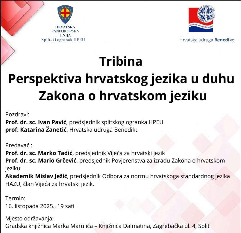 Tribina o hrvatskom jeziku i zakonu o jeziku/ Foto: Hrvatska udruga Benedikt