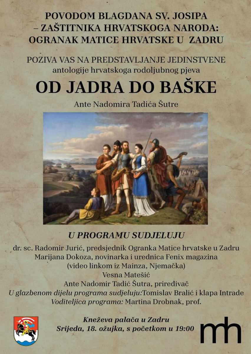 ZNAČAJAN DOGAĐAJ U ZADRU: U povodu blagdana sv. Josipa Ante Nadomir Tadić Šutra predstavlja jedinstvenu antologiju ZNAČAJAN DOGAĐAJ U ZADRU: U povodu blagdana sv. Josipa Ante Nadomir Tadić Šutra predstavlja jedinstvenu antologiju