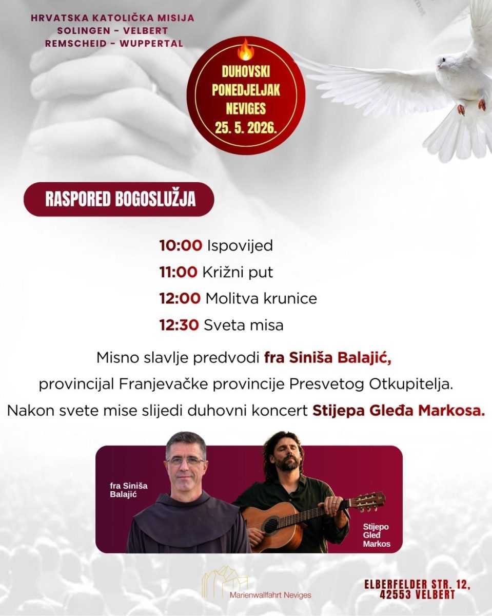 56. HRVATSKO HODOČAŠĆE U NEVIGES: Duhovni koncert održat će Stijepo Gleđ Markos 56. HRVATSKO HODOČAŠĆE U NEVIGES: Duhovni koncert održat će Stijepo Gleđ Markos
