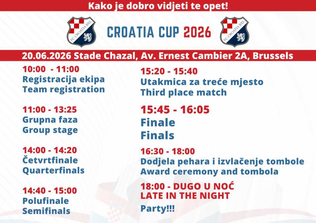 "CROATIA CUP 2026" U BRUXELLESU: FC Croatia BXL je više od nogometnog kluba Foto: Croatia BXL