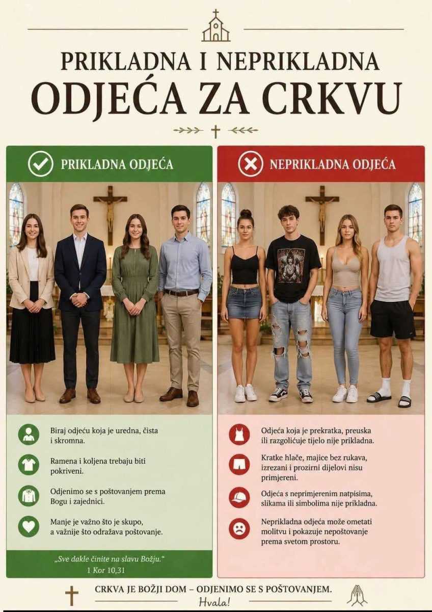PORUKA VJERNICIMA IZ HKM AUGSBURG: Odjenite se prikladno za odlazak u crkvu