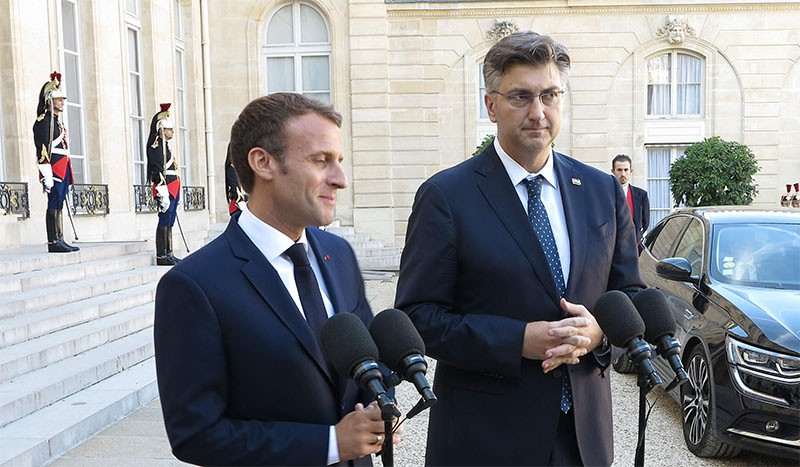 Francuski predsjednik Macrona sa premijerom s Plenkovićem (ILUSTRACIJA) / Foto: Hina