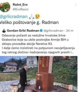 Ministar Grlić Radman u Grabovici odao počast za nedužno ubijene 33 hrvatske civilne žrtve