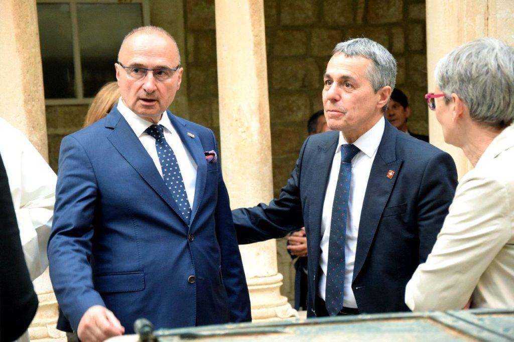 Ministar vanjskih i europskih poslova Gordan Grlić Radman i njegov švicarski kolega Ignazio Cassis u Dubrovniku / Foto: Hina