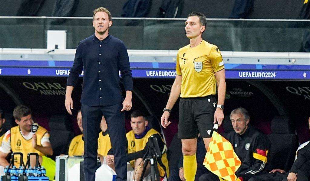 Njemački izbornik Julian Nagelsmann i pomoćni sudac / Foto: Anadolu / Foto: Hina