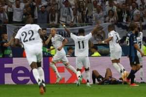 UEFA SUPERKUP: Real s 2:0 savladao Atalantu, Luka Modrić postao najtrofejniji igrač u povijesti "Kraljevskog kluba" Igrači Reala slave pogodak (ILUSTRACIJA) / Foto: Anadolu