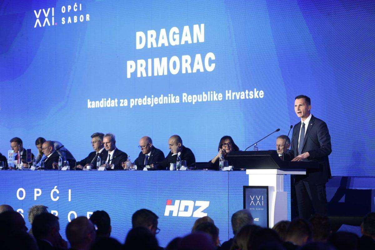 Dragan Primorac tijekom govora na Općem saboru HDZ-a u Šibeniku / Foto: Hina