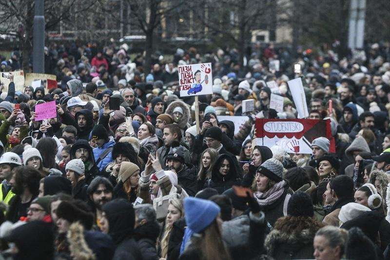 Prosvjednici u Beogradu / Foto: Anadolu